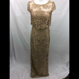 Champagne gold floor length Adrianna Papell gown